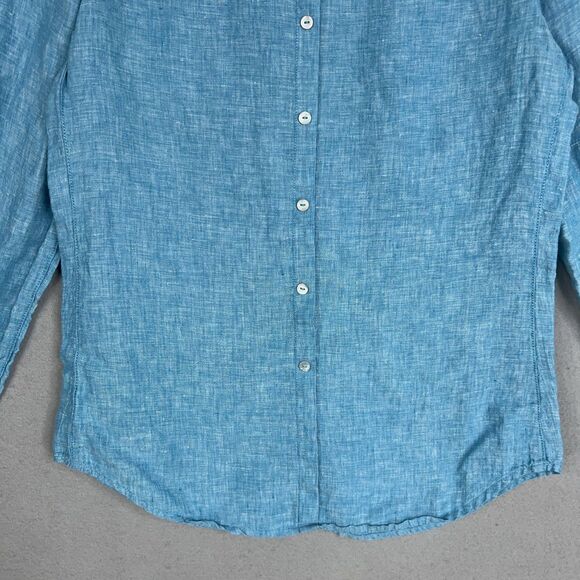 Sigrid Olsen Shirt Womens Small Blue Coastal Cottage Resort Luxury 100% Linen - Picture 8 of 15